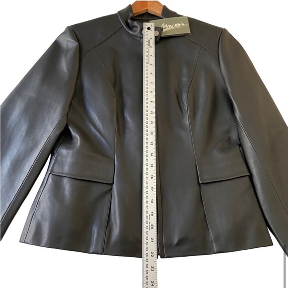 Mouvance vegan leather moto jacket black contemporary zip closure size 42 or L - Picture 12 of 15